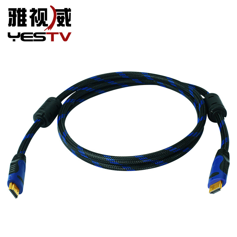 HDMI线 高清线电脑电视连接线 4K无缝镀金3D电视兼容 家装HDMI线蓝黑 3m